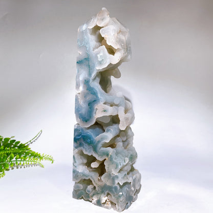 Large Unique Natural Druzy Moss Agate Tower Cryrstal Healing Bulk Wholesale