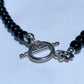 6mm Black Obsidian with Crystal Stainless Steel Neckalce Crystal Healing Bulk Wholesale