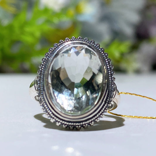 S925 Green Amethyst Ring Crystal Healing Bulk Wholesale