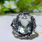 S925 Green Amethyst Ring Crystal Healing Bulk Wholesale