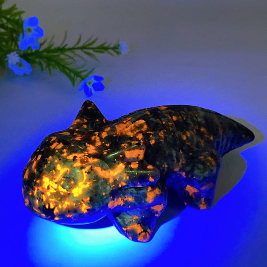 5.6" UV Reactive Yooperlite Salamander Carving Crystal Healing Bulk Wholesale