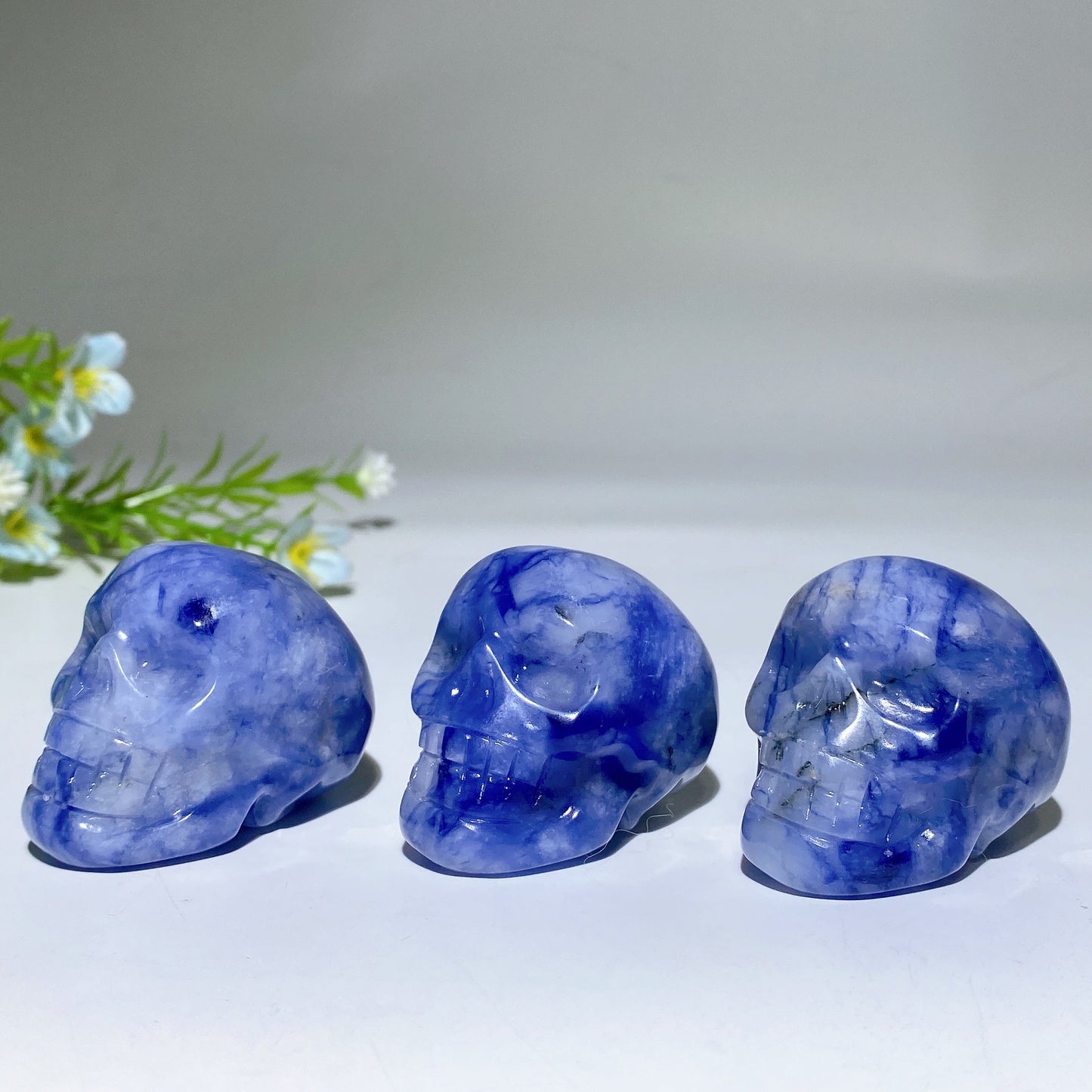 1.8" UV Reactive Sodalite Skull Carving Crystal Healing Bulk Wholesale