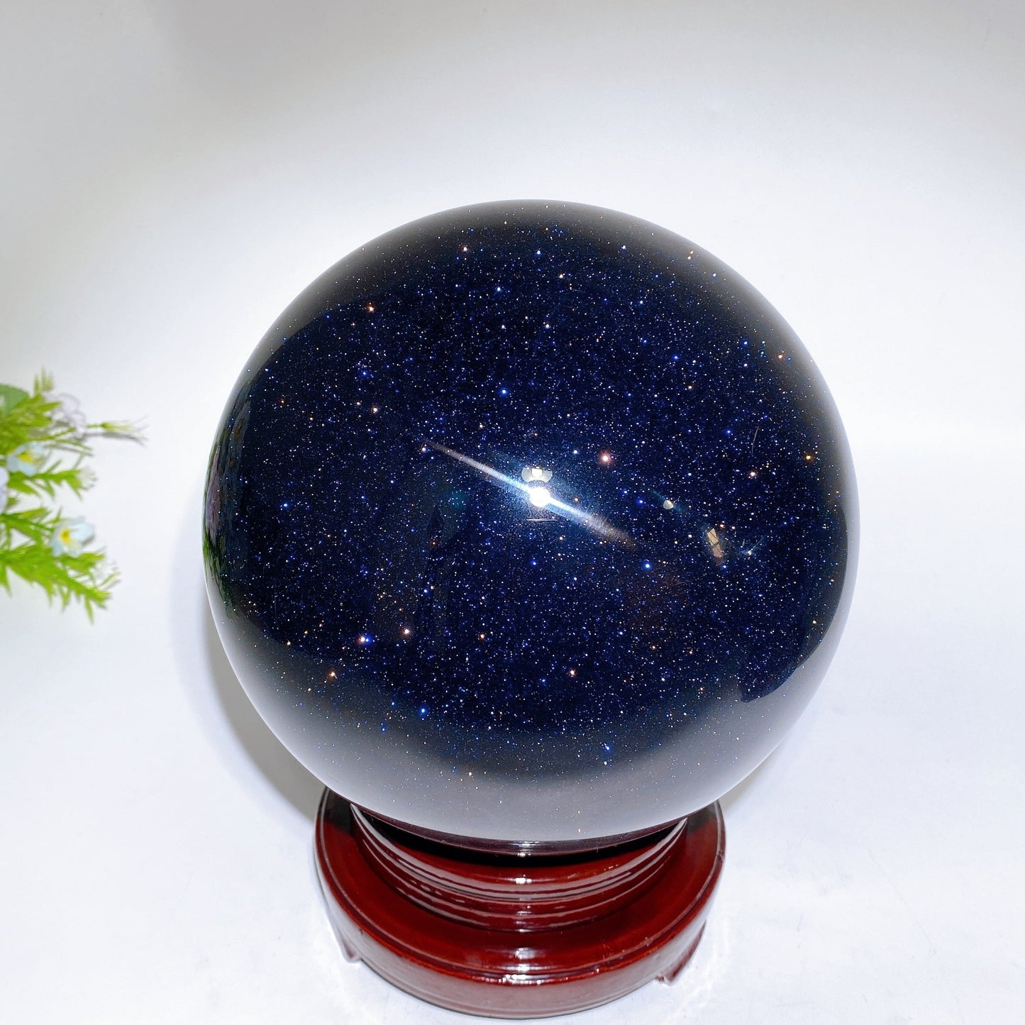 Large Unique Green Blue Sandstone Sphere with Wooden Stand Crystal Healing Bulk Wholesale