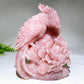 Unique Hand Carved Pink Opal Parrot Peony Carving Crystal Healing Bulk Wholesale
