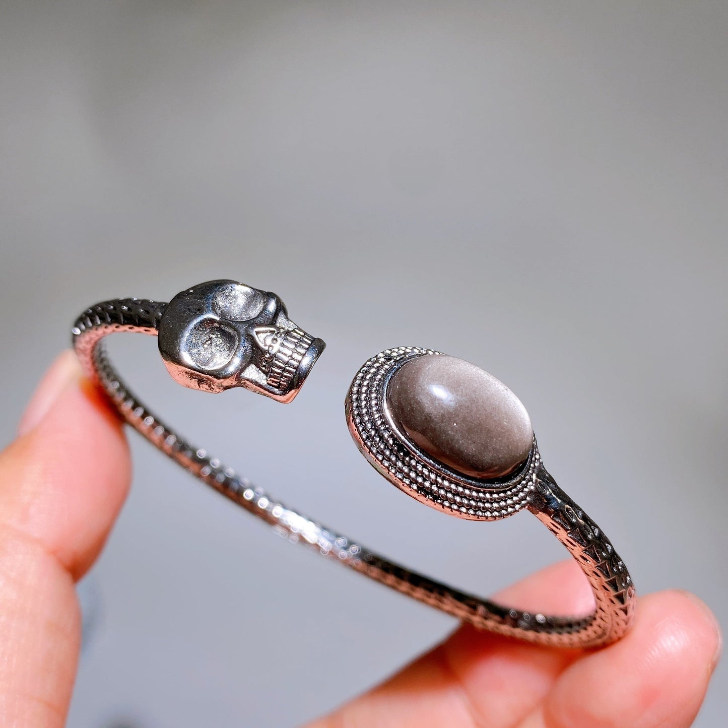 Metal Skull Crystal Bangle Crystal Healing Bulk Wholesale