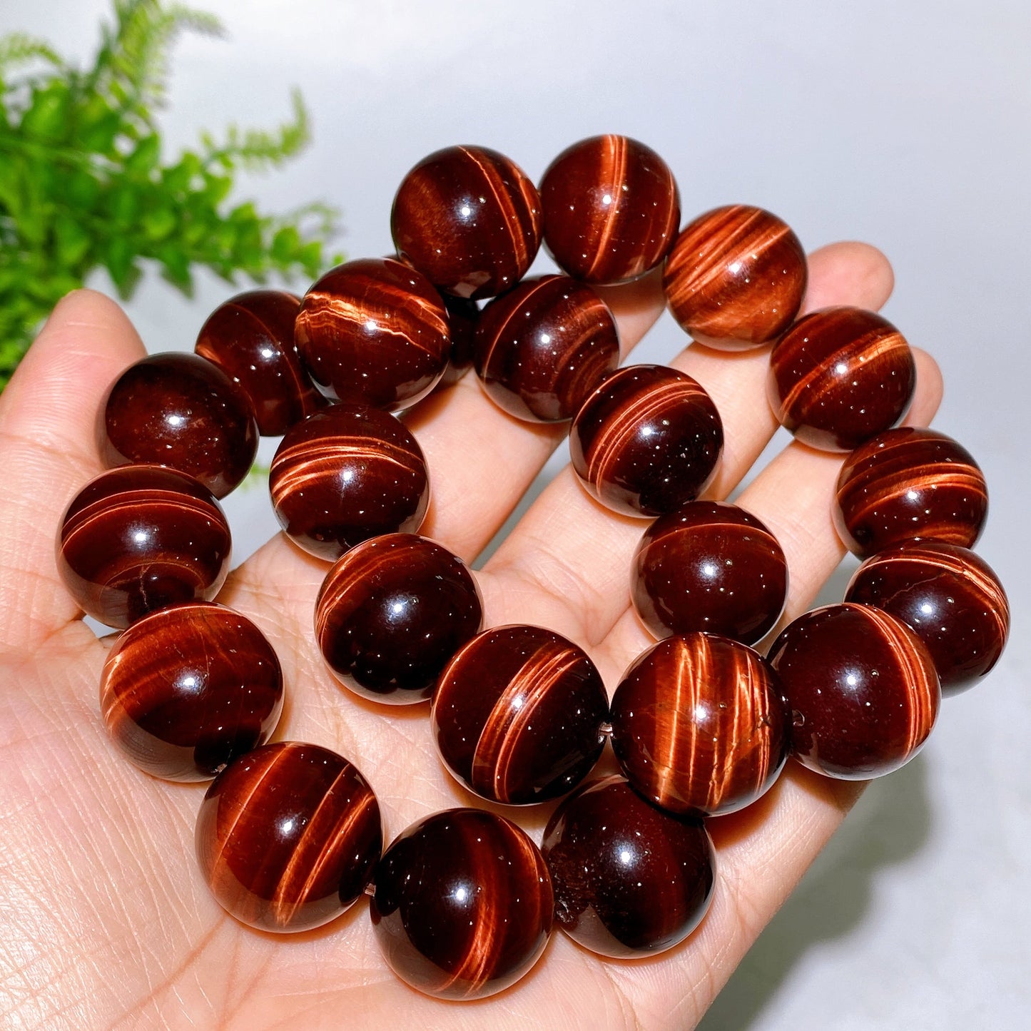 20mm Red Tiger's Eye Bracelet Crystal Healing Bulk Wholesale