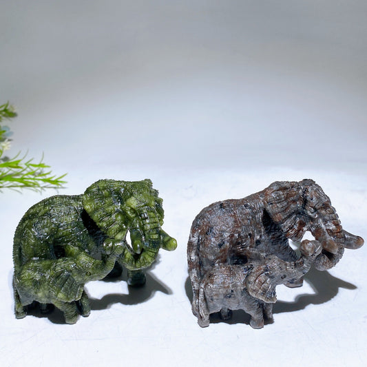 3.4" Hand Carved Natural Serpentine Yooperlite Elephant Crystal Healing Bulk Wholesale