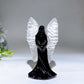 3.6" Black Obsidian with Cat's Eye Angel Carving Crystal Healing Bulk Wholesale