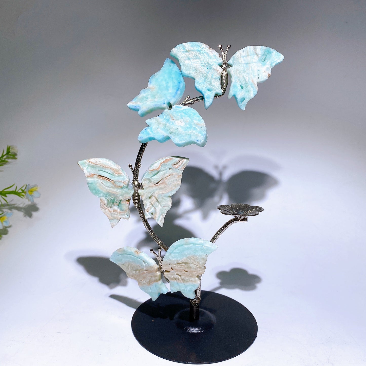 21cm Natrual Butterfly Sphere Holder Crystal Healing Bulk Wholesale