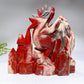 18cm Hand Carved Natrual Red Jasper Dragon on Castle Crystal Healing Bulk Wholesale