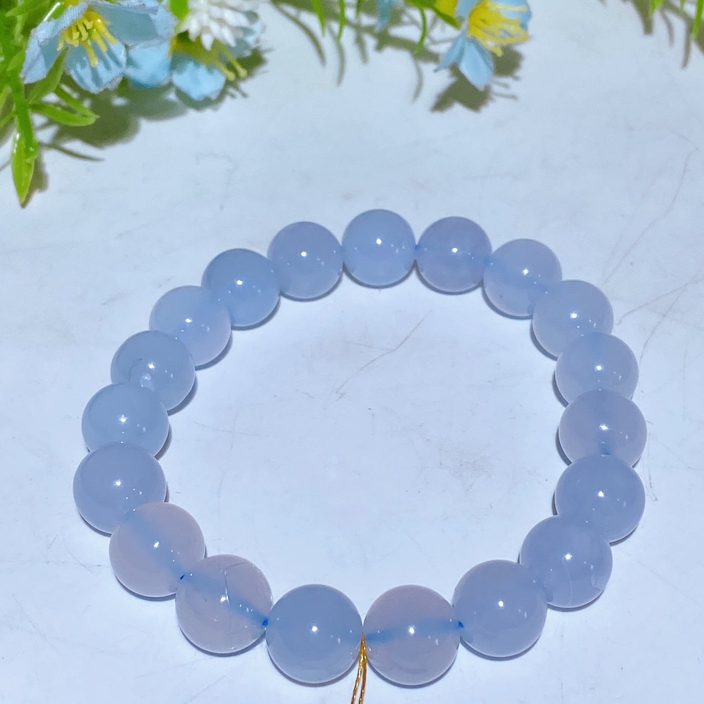 10mm Natrual Blue Chalcedony Bracelet Crystal Healing Bulk Wholesale