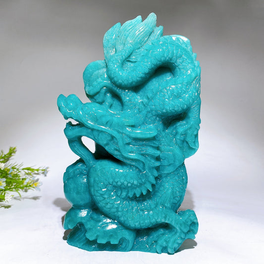 24cm Hand Carved Natural Aazonite Dragon Crystal Healing Bulk Wholesale