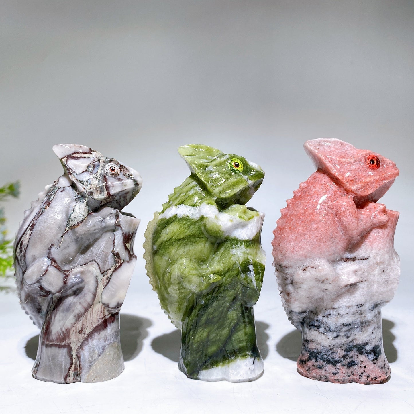 3.9" Natural Jade Chameleon Carving Crystal Healing Bulk Wholesale