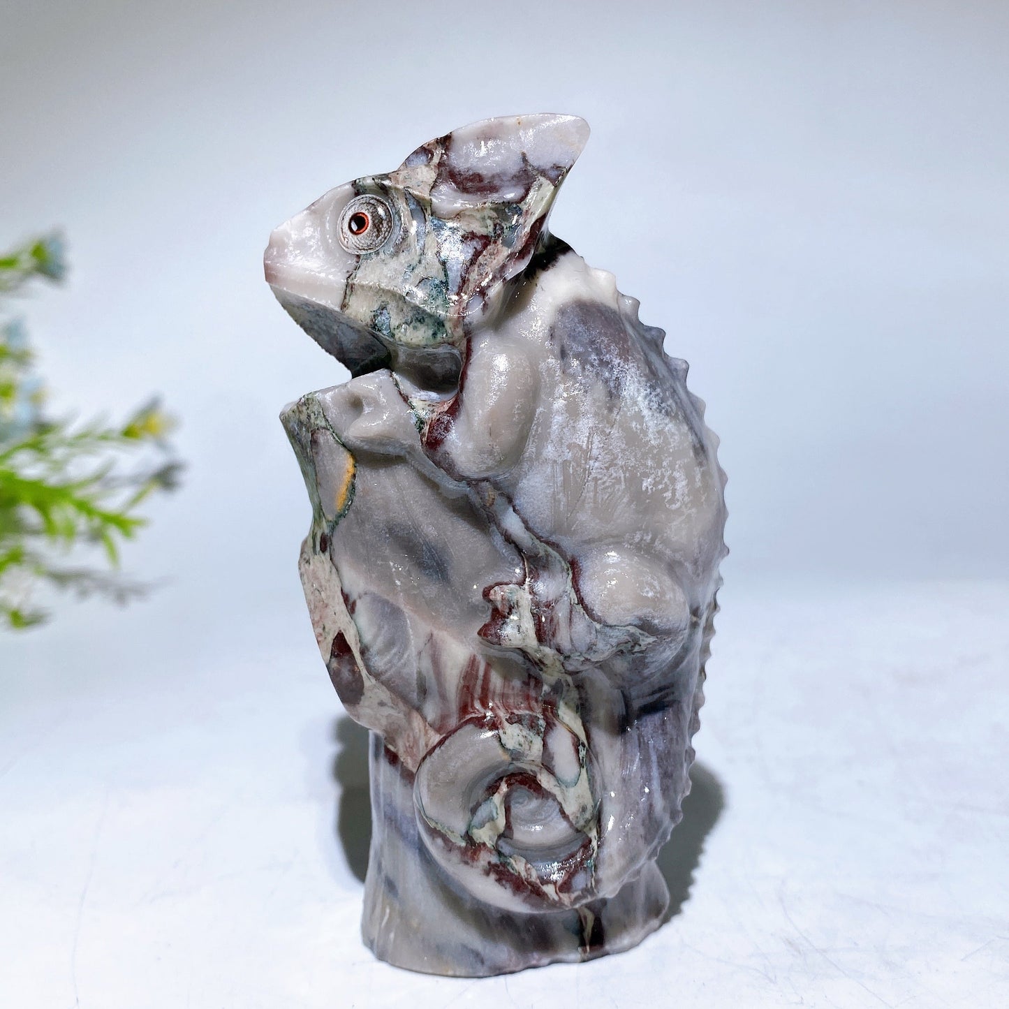 3.9" Natural Jade Chameleon Carving Crystal Healing Bulk Wholesale