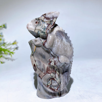 3.9" Natural Jade Chameleon Carving Crystal Healing Bulk Wholesale