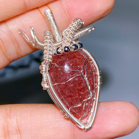 Crystal Silver Copper Wrapped Pendant  Crystal Healing Bulk Wholesale