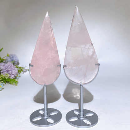 Rose Quartz Clear Quartz Drop Carving with Stand Crystal Healing Bulk Wholesale
