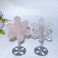 Rose Quartz Clear Quartz Snowflake Carving with Stand Crystal Healing Bulk Wholesale