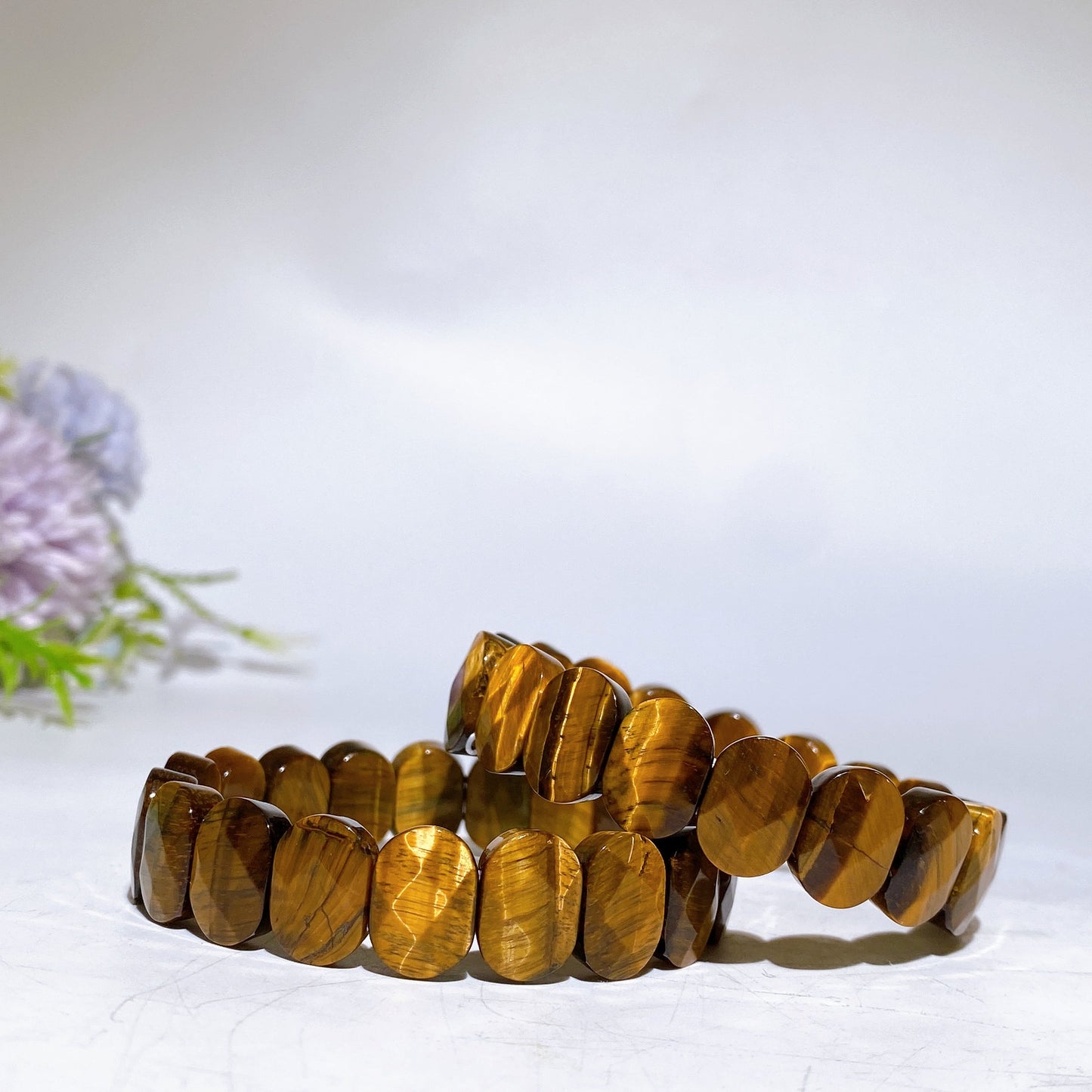 Faceted Yellow Tiger's Eye Bangle Crystal Healing Bulk Wholesale