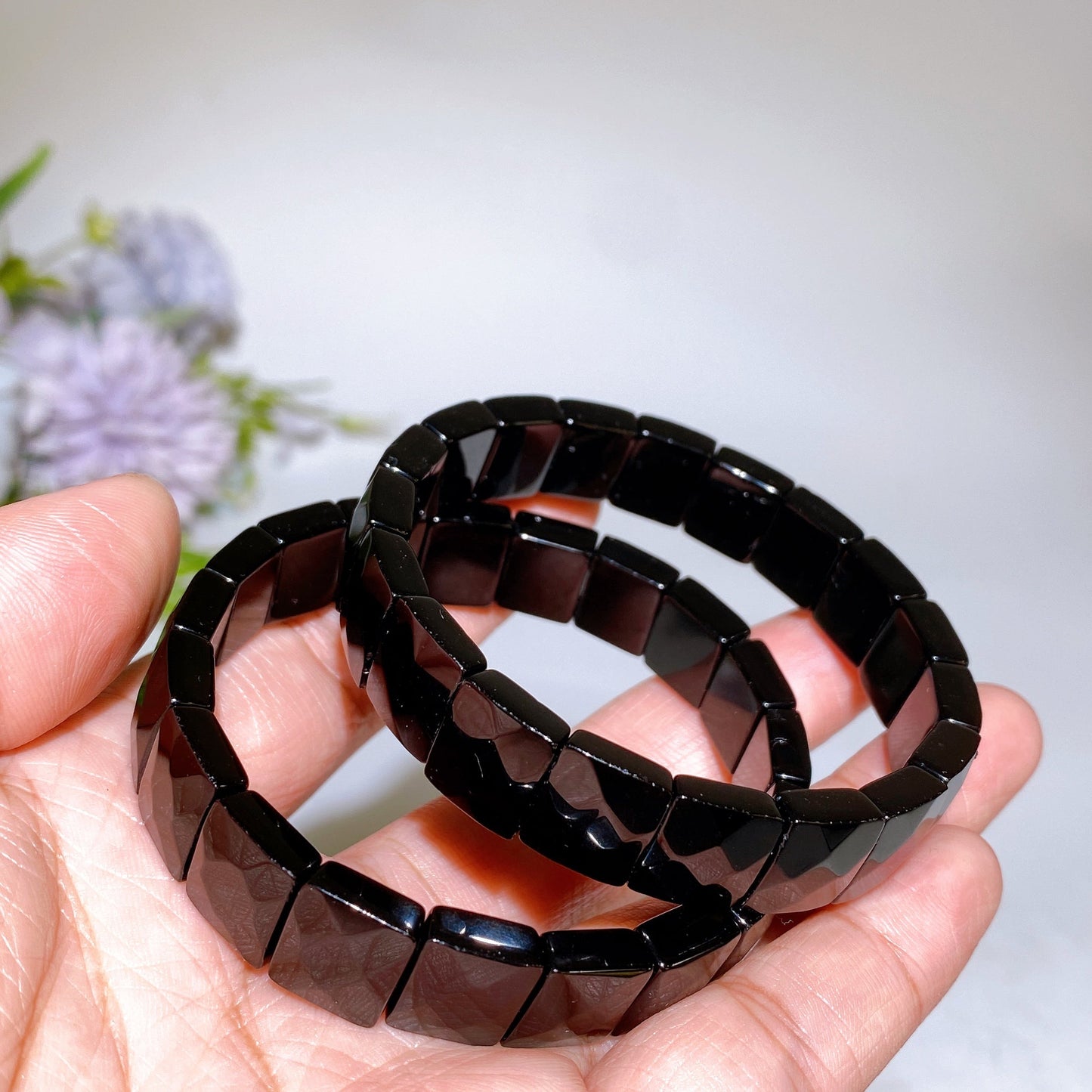 12mm 15mm Black Obsidian Bangle Crystal Healing Bulk Wholesale