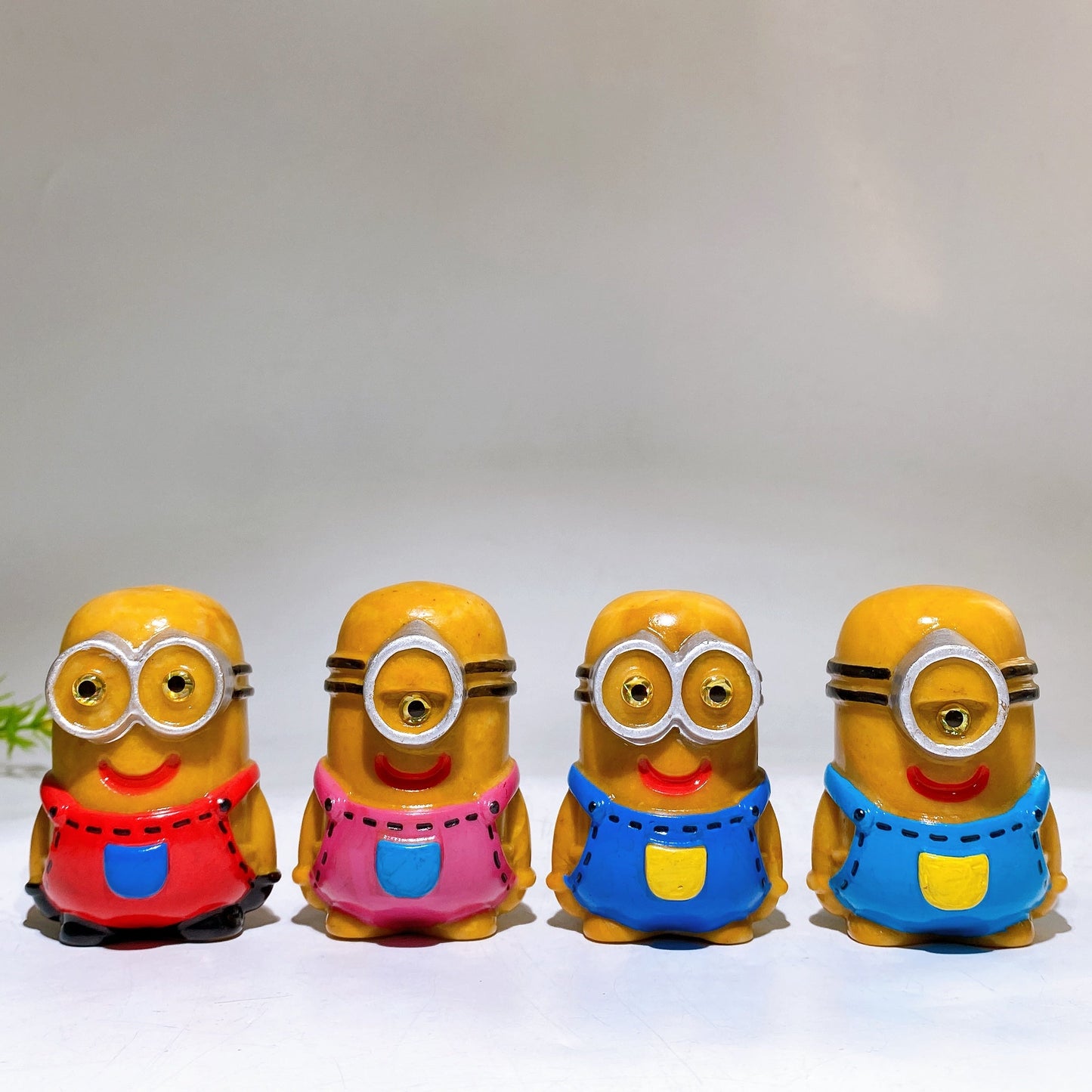 2.7" Yellow Jade Minion with Painting Carving Crystal Healing Bulk Wholesale