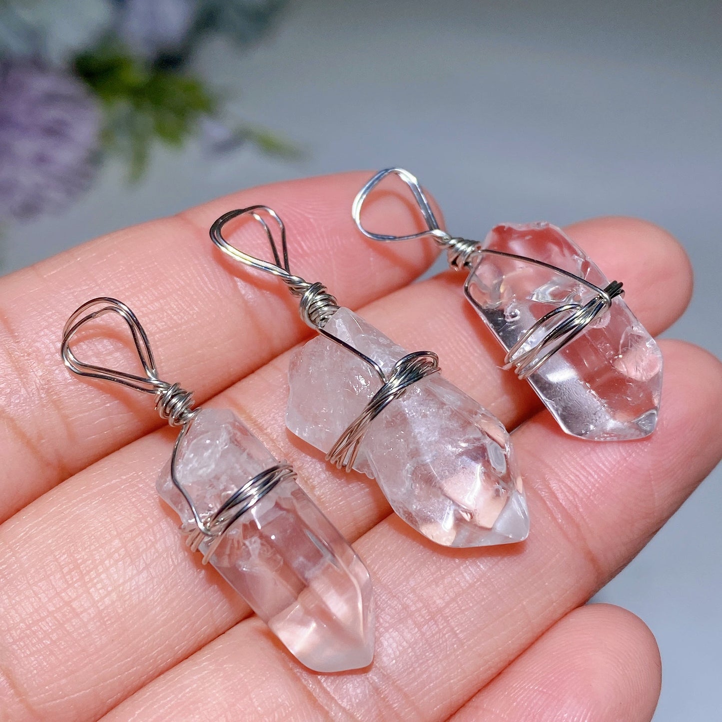 Clear Quartz Point Pendant with Black Cord Crystal Healing Bulk Wholesale