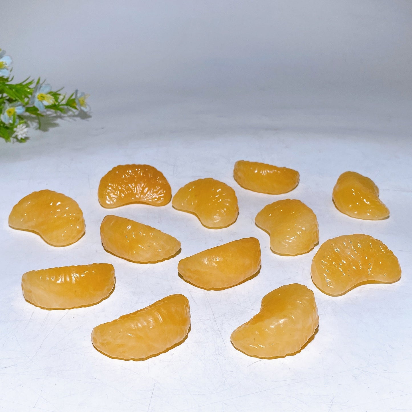 1.8" Orange Calcite Orange Segnment Fruit Carving Crystal Healing Bulk Wholesale