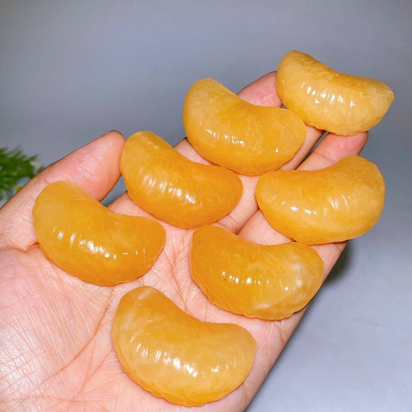 1.8" Orange Calcite Orange Segnment Fruit Carving Crystal Healing Bulk Wholesale