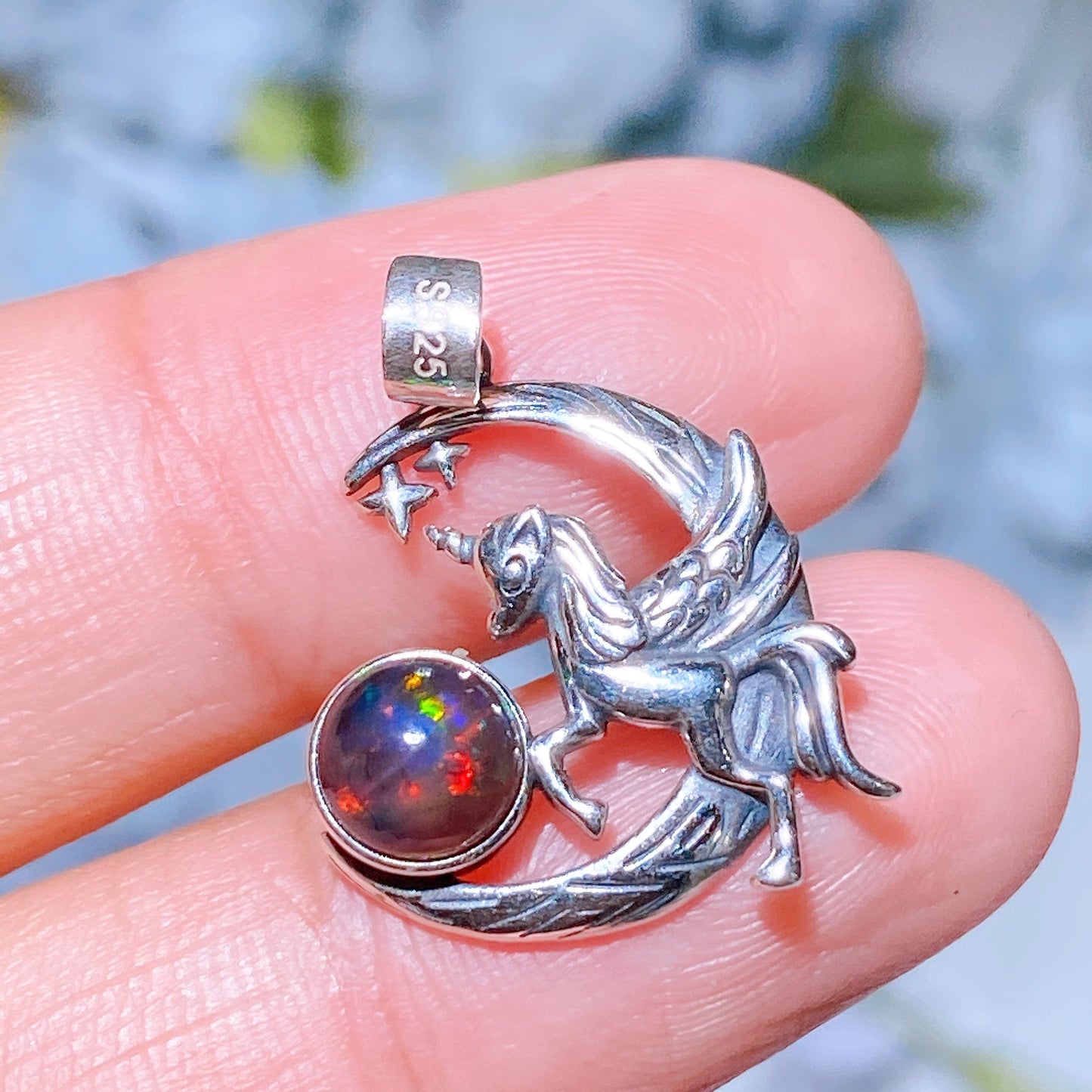 Sterling Silver Black Opal Pendant Crystal Healing Bulk Wholesale