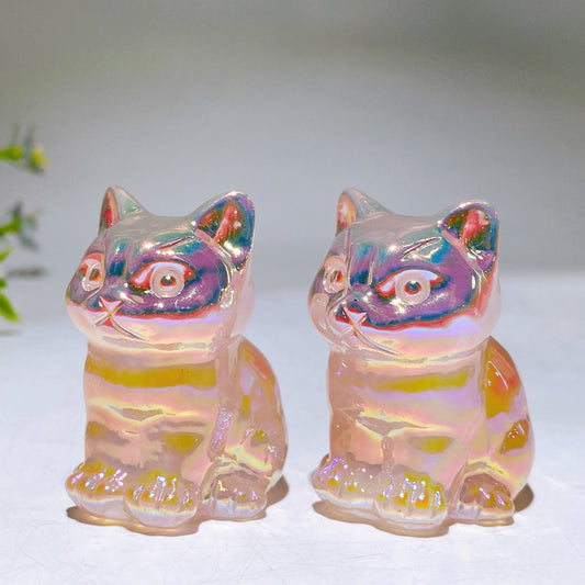1.9" Aura Crystal Cat Carving Crystal Healing Bulk Wholesale