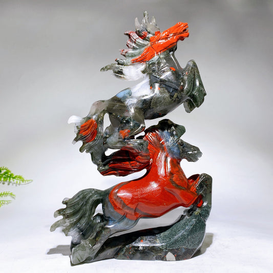 26cm Hand Carved Africa Blood Stone Horse Crystal Healing Bulk Wholesale