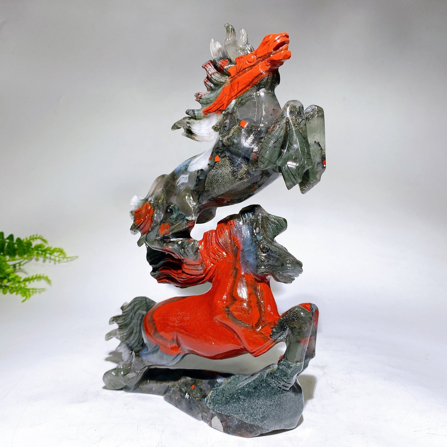 26cm Hand Carved Africa Blood Stone Horse Crystal Healing Bulk Wholesale