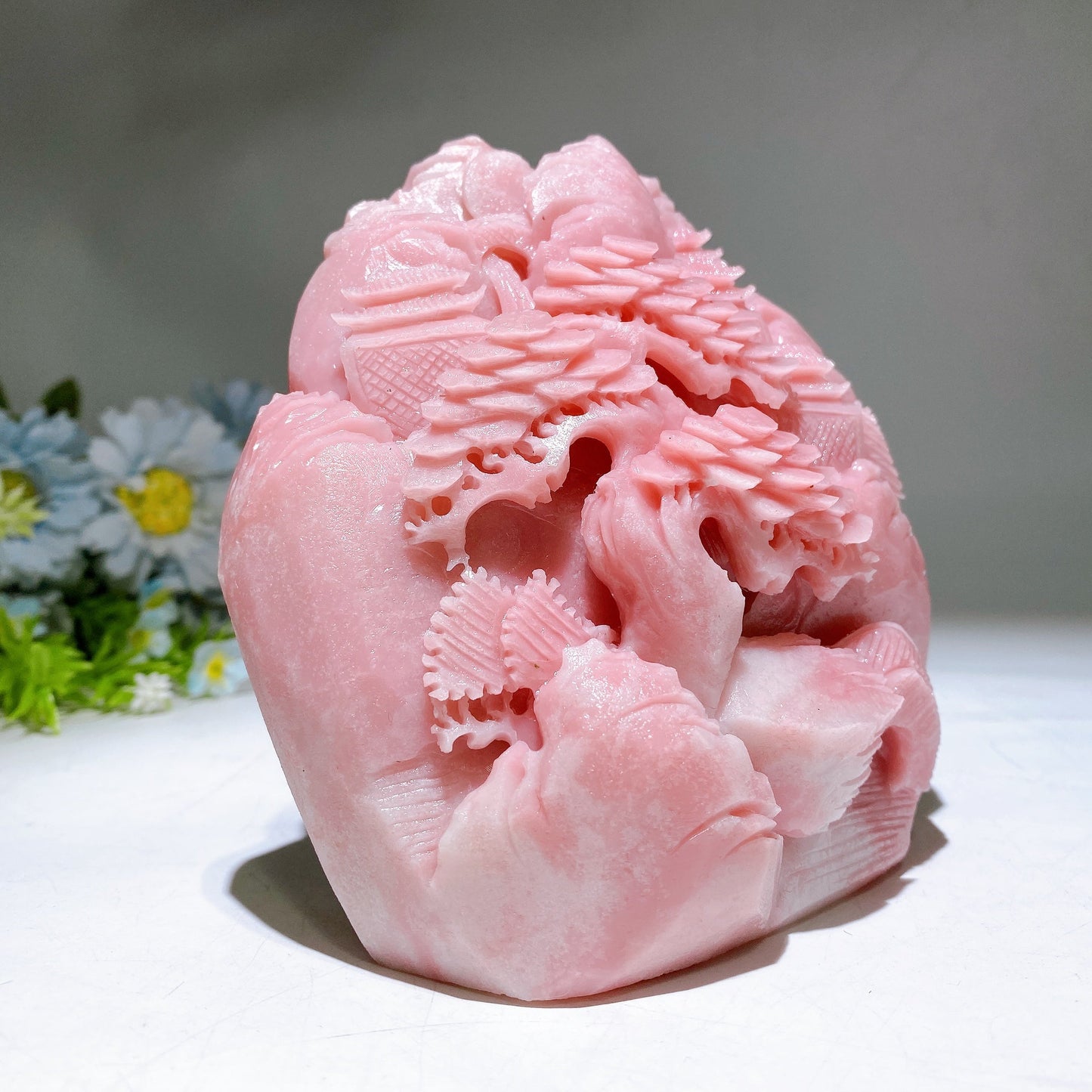 Unique Pink Opal Landscape Scenery Carving Crystal Healing Bulk Wholesale