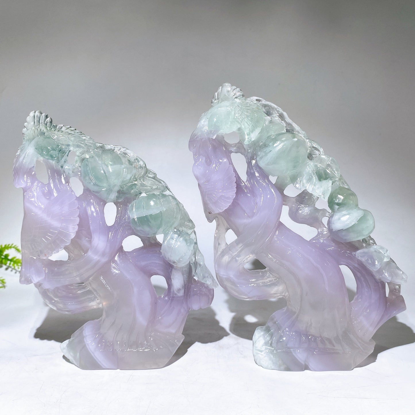 Hand Carved Fluorite Birds Gourd  Pumpkin Crystal Healing Bulk Wholesale