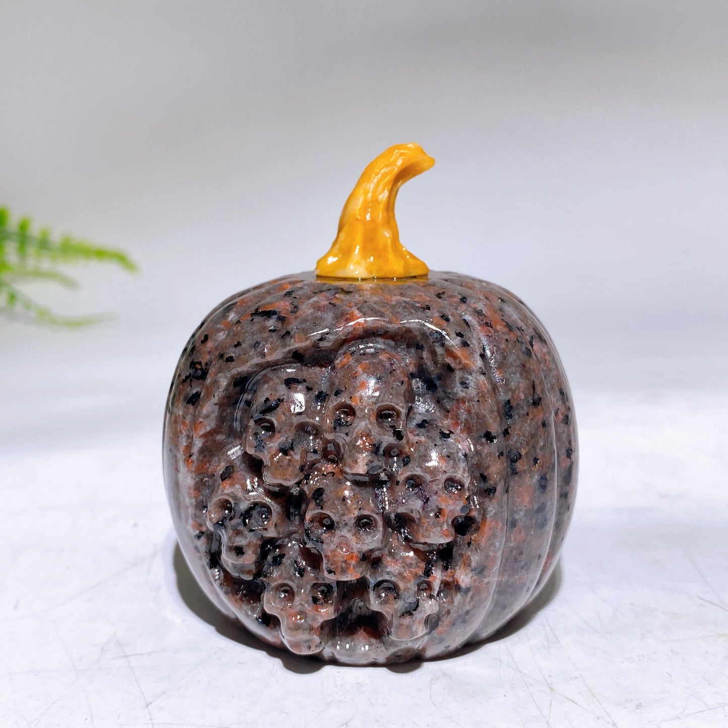 2.4" Crystal Pumpkin with Skulls Decor Carving Crystal Healing Bulk Wholesale