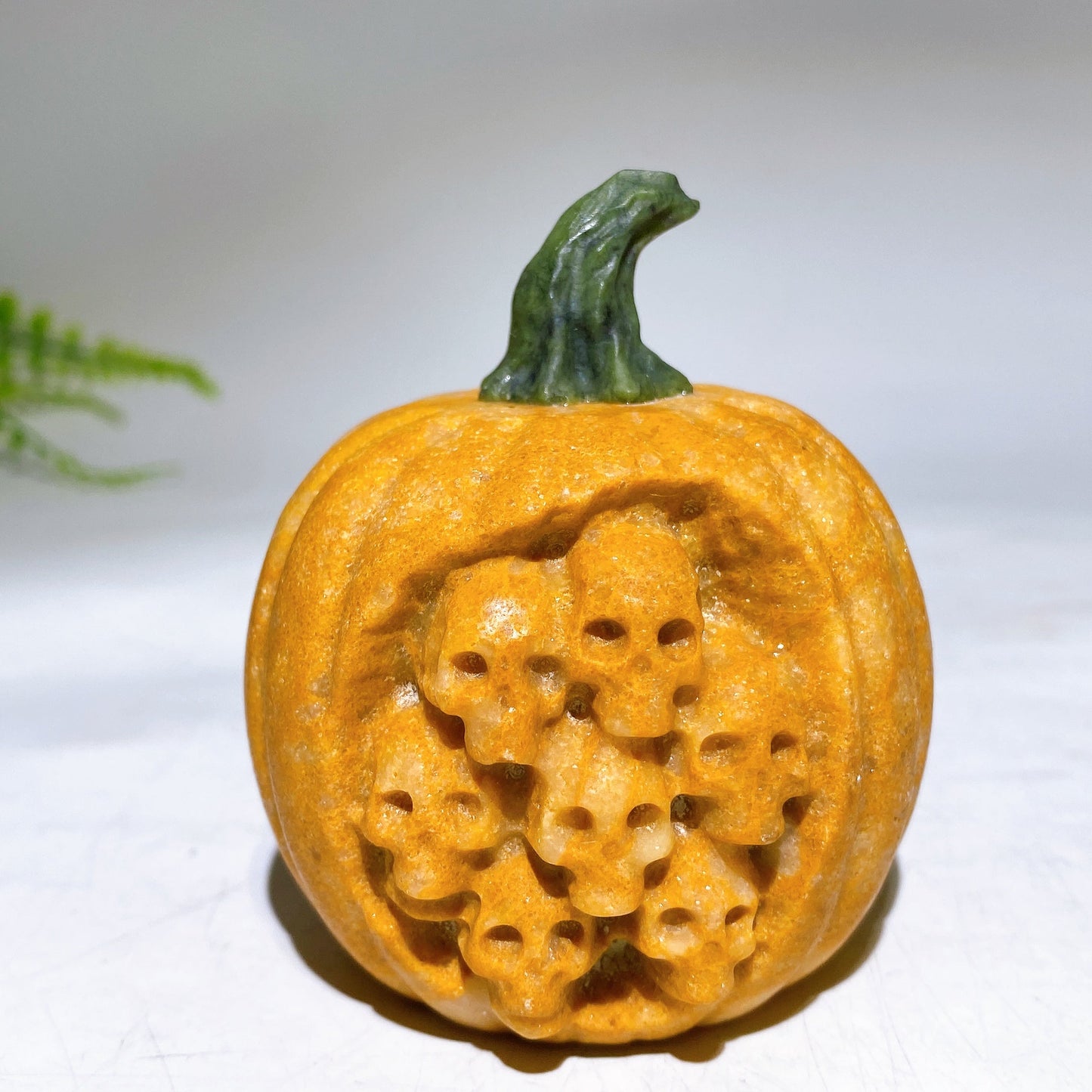 2.4" Crystal Pumpkin with Skulls Decor Carving Crystal Healing Bulk Wholesale