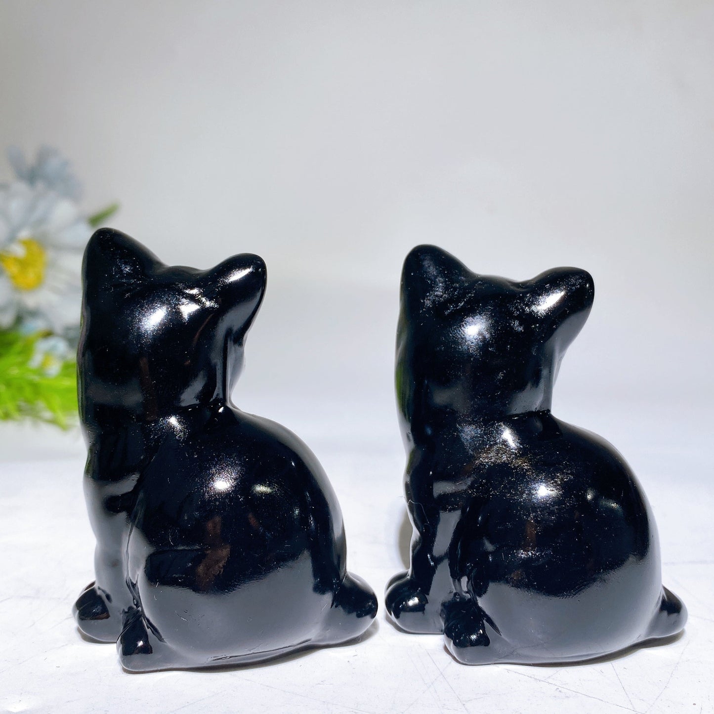 2.7" Black Obsidian Cat Carving Crystal Healing Bulk Wholesale