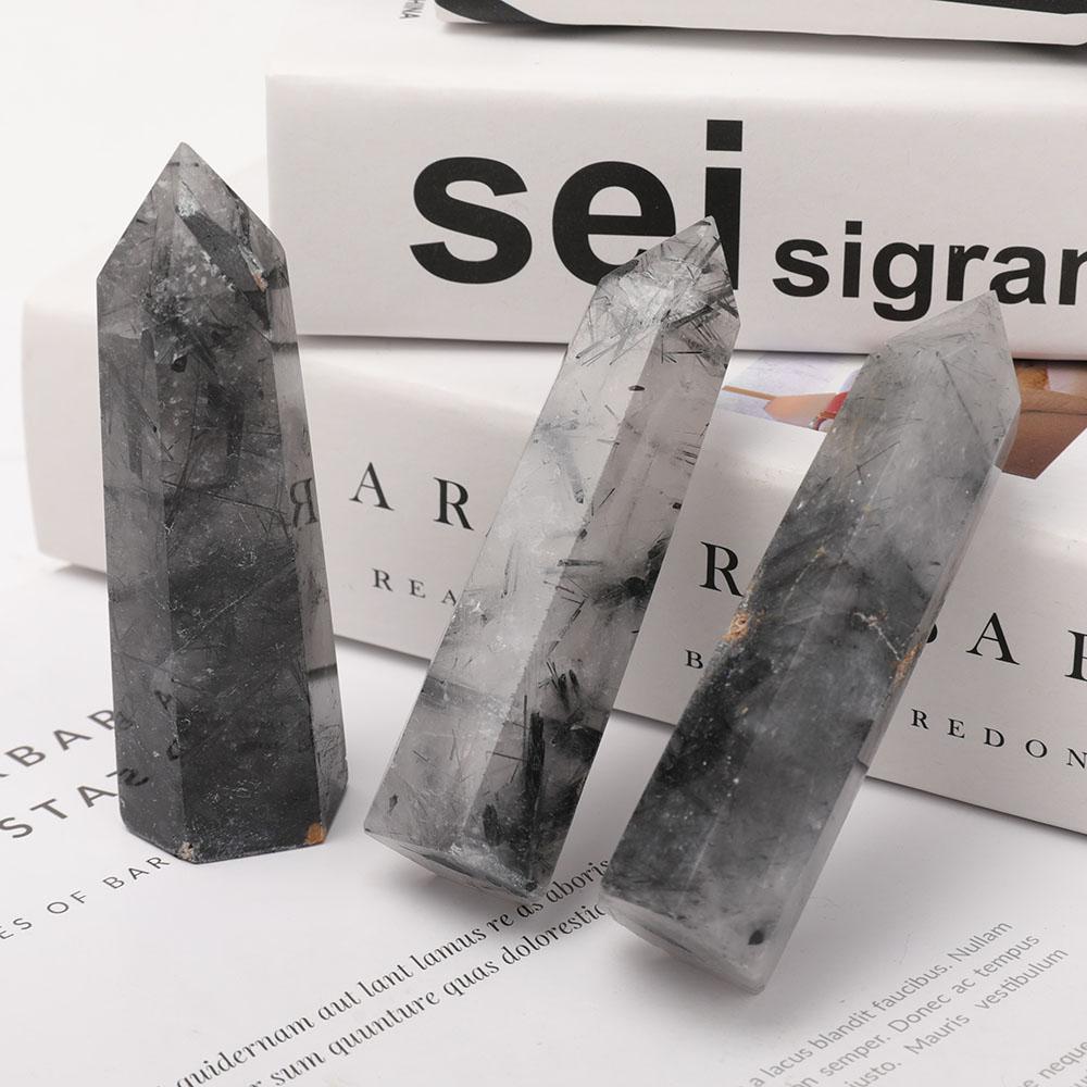 Set of 3 Black Tourmaline Crystal Points Wholesale Crystals USA
