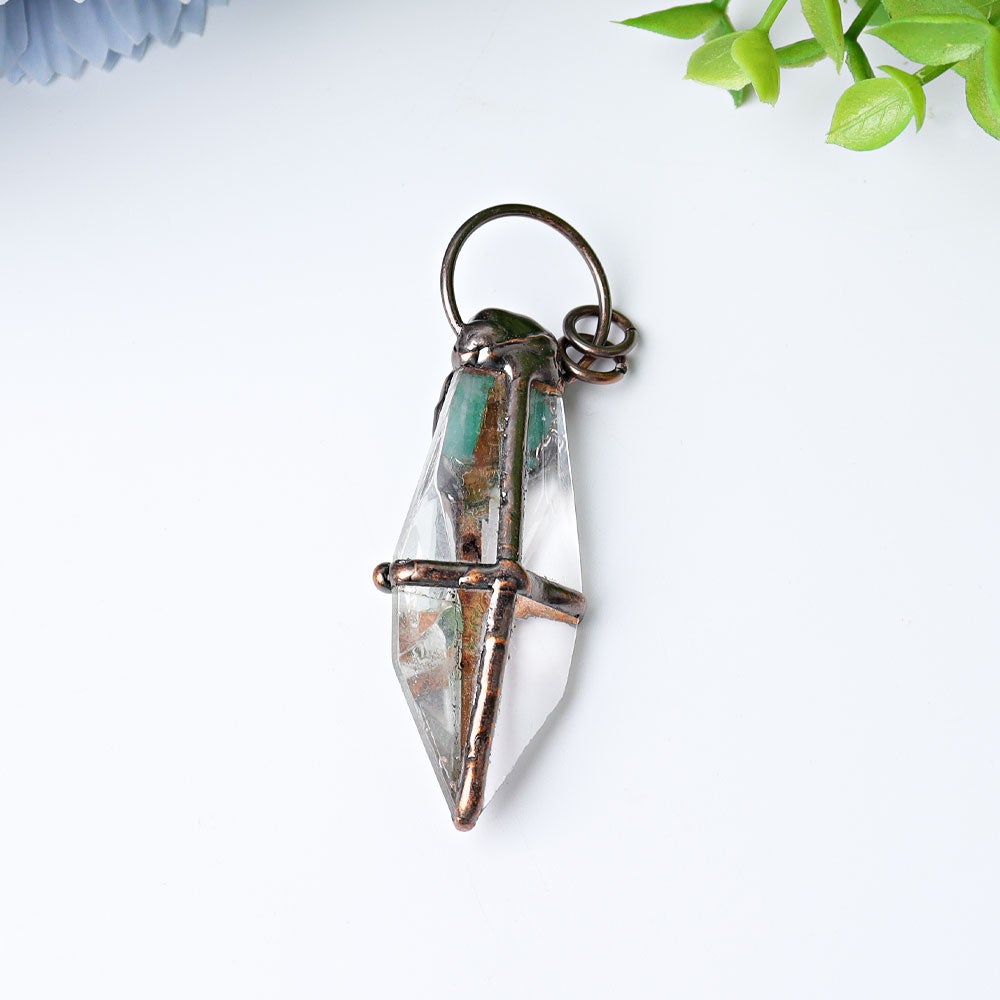 3" Clear Quartz with Amazonite Crystal Pendant Wholesale Crystals USA