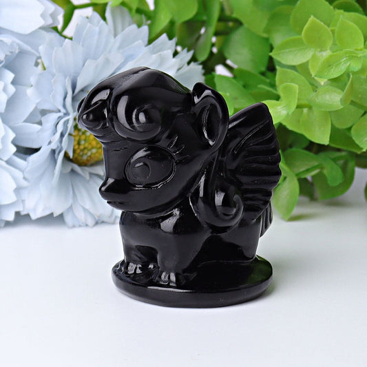 2.3" Black Obsidian Unicorn Crystal Carvings Wholesale Crystals USA