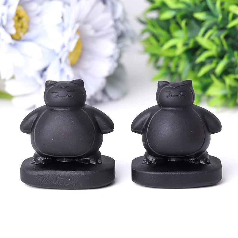 2" Black Obsidian Snorlax Crystal Carvings Wholesale Crystals USA
