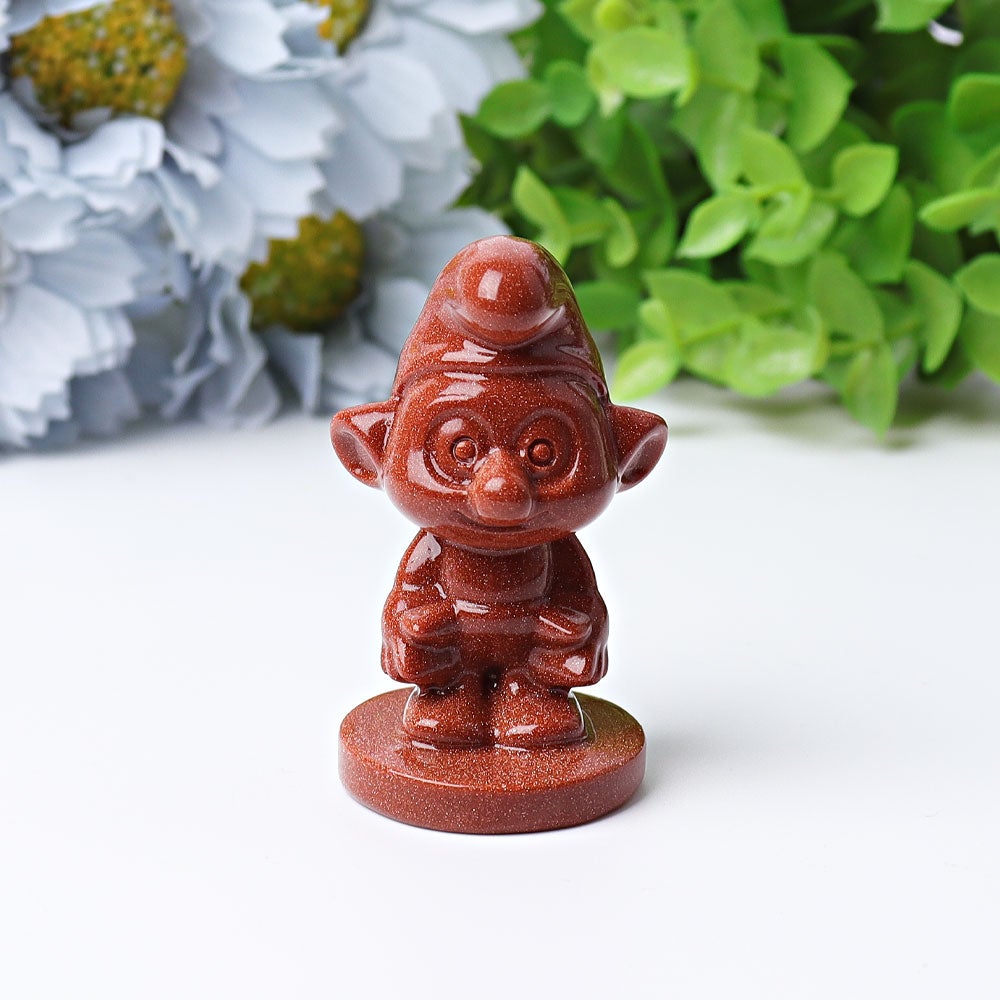 2.1" Blue Golden Sandstone Smurfs Crystal Carvings Wholesale Crystals USA