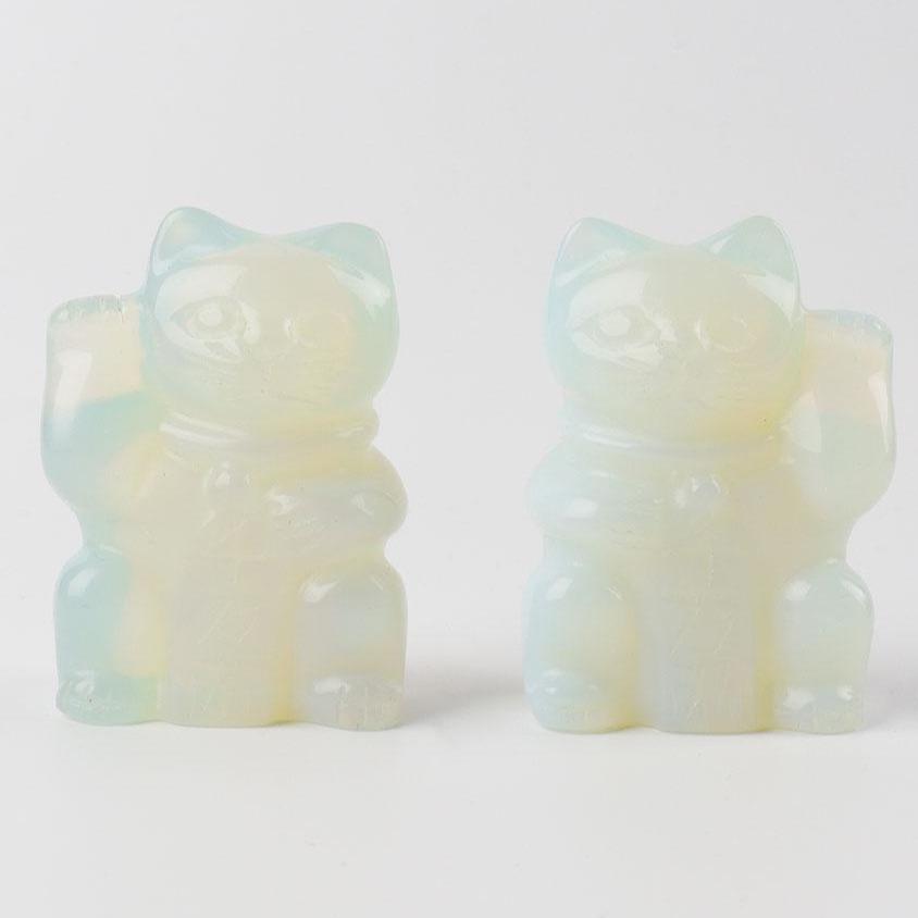 2" Opalite Crystal Carving Lucky Cat Wholesale Crystals USA