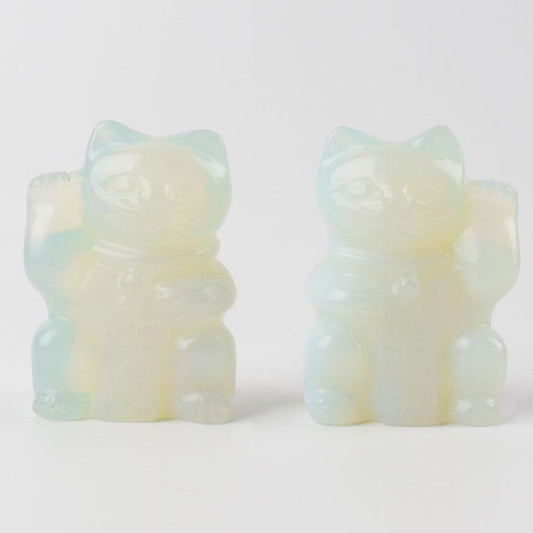 2" Opalite Crystal Carving Lucky Cat Wholesale Crystals USA