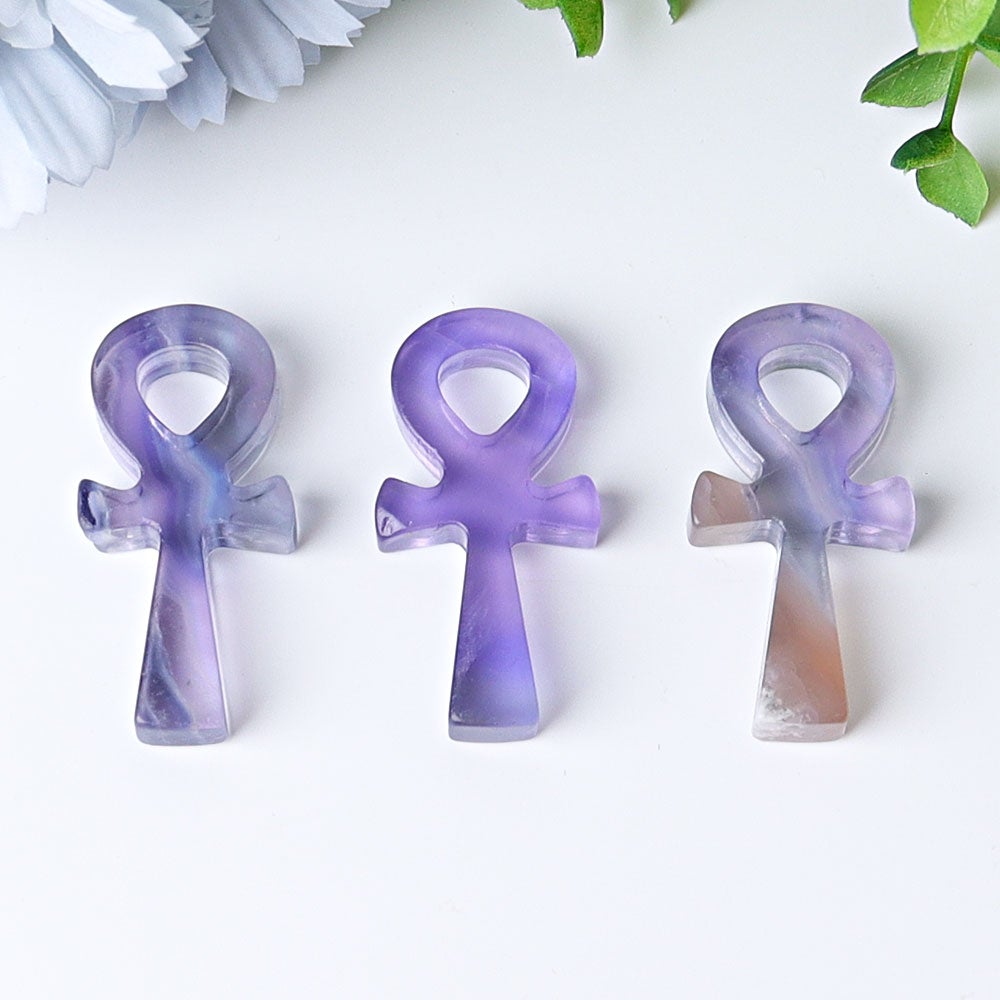 2" Fluorite Egypt Cross Crystal Carvings Wholesale Crystals USA