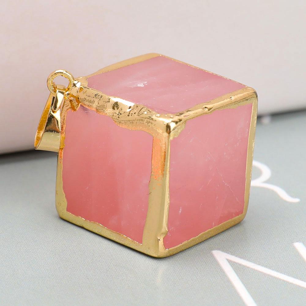 Rose Quartz Cube Pendant Wholesale Crystals USA