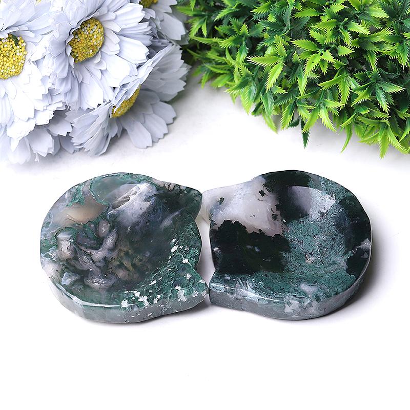 3.5" Moss Agate Cat Head Bowl Crystal Carvings Wholesale Crystals USA