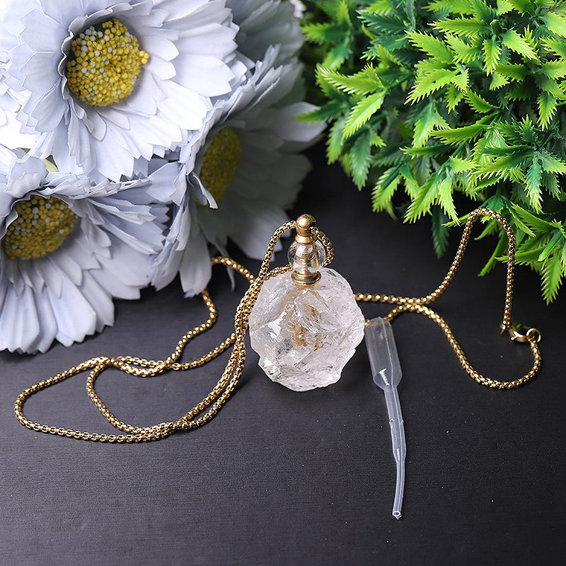 Raw Clear Quartz Perfume Bottle Necklace DIY Wholesale Crystals USA