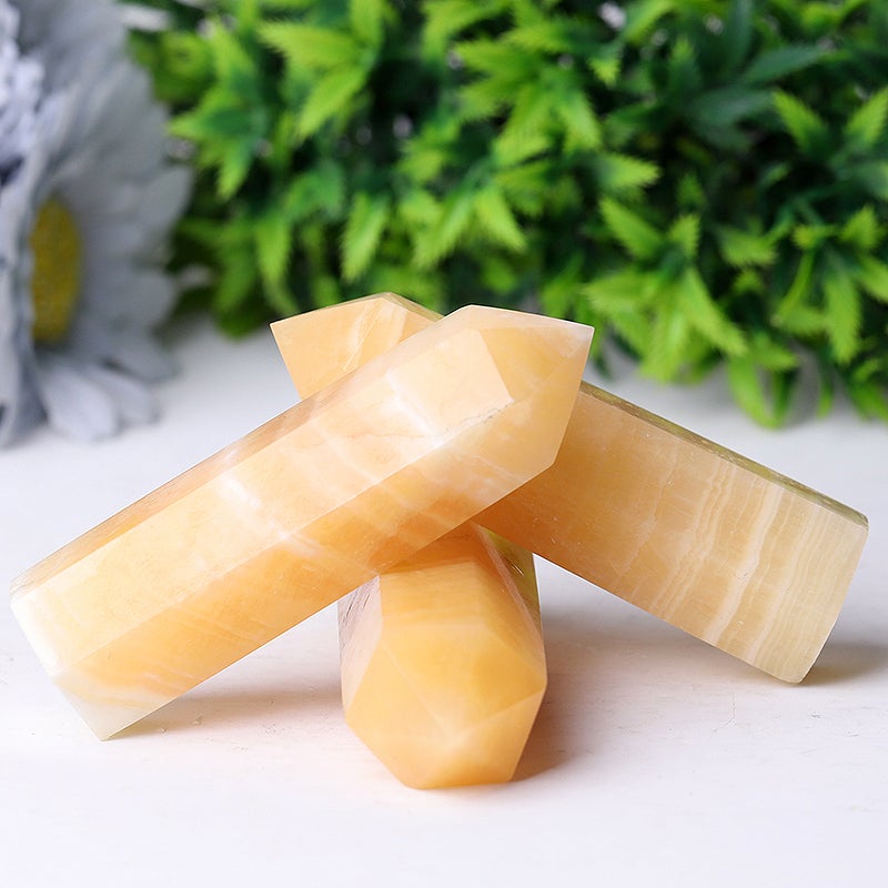 Set of 3 Honey Calcite Points Wholesale Crystals USA