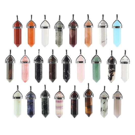 Natural Semi-Precious Gemstone Crystal Healing Hexagonal Point Chakra Pendant Wholesale Crystals USA